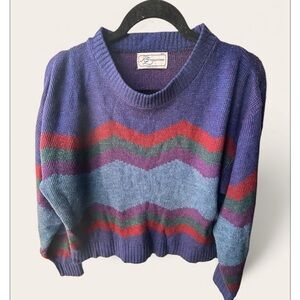 Vintage PSL  Colorful Chevron Women's Sweater made in USA